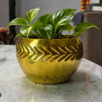 Gold Finish Metal Pot 4"