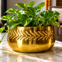Gold Finish Arrow hammered 5" Metal Pot
